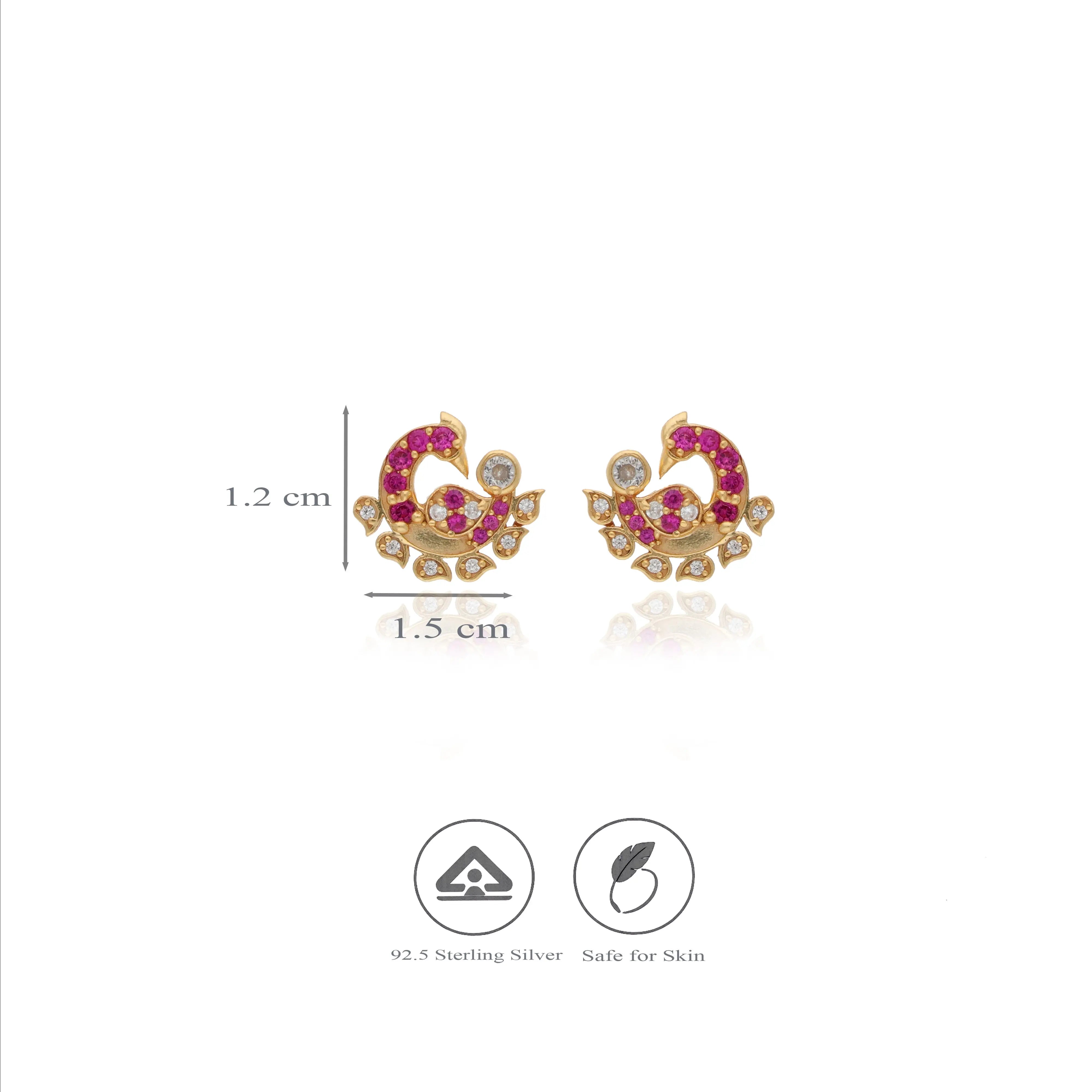 925 Silver Cute Peacock Stud Earrings