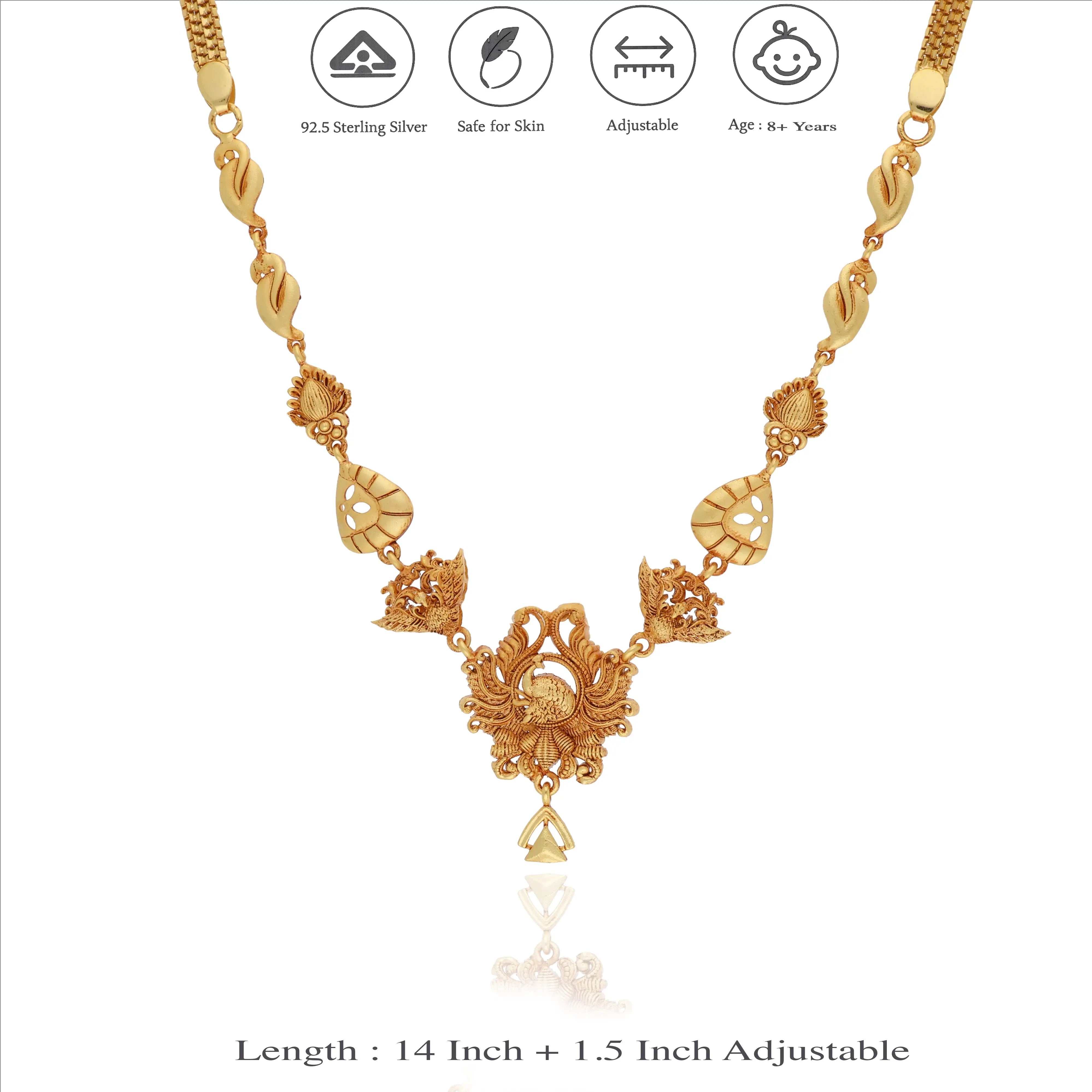Devi Mayuri 925 Sterling Silver Traditional Necklace