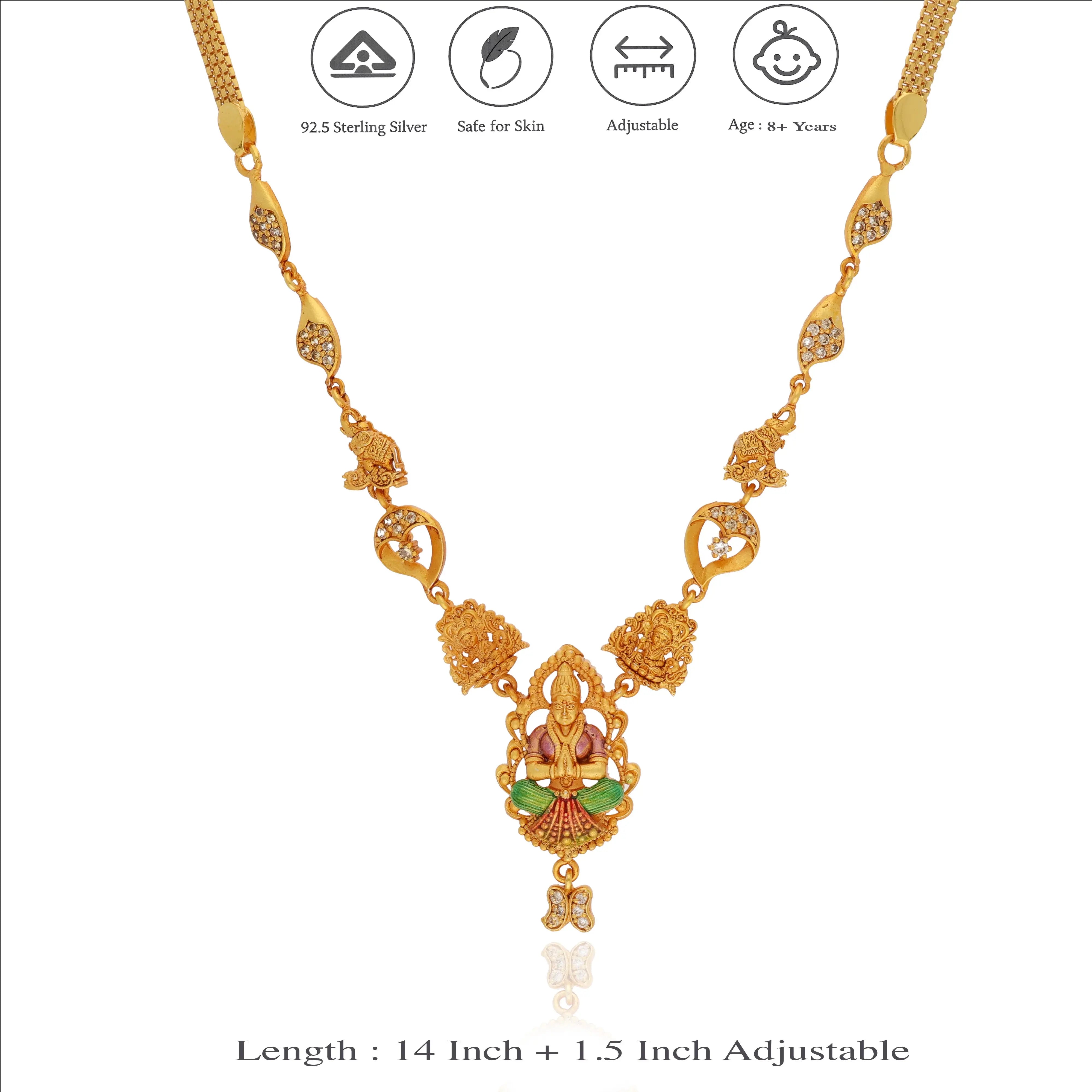925 Sterling Silver Gold-Plated Lakshmi Necklace