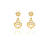 925 Silver Glinting Blossom Drop Earrings