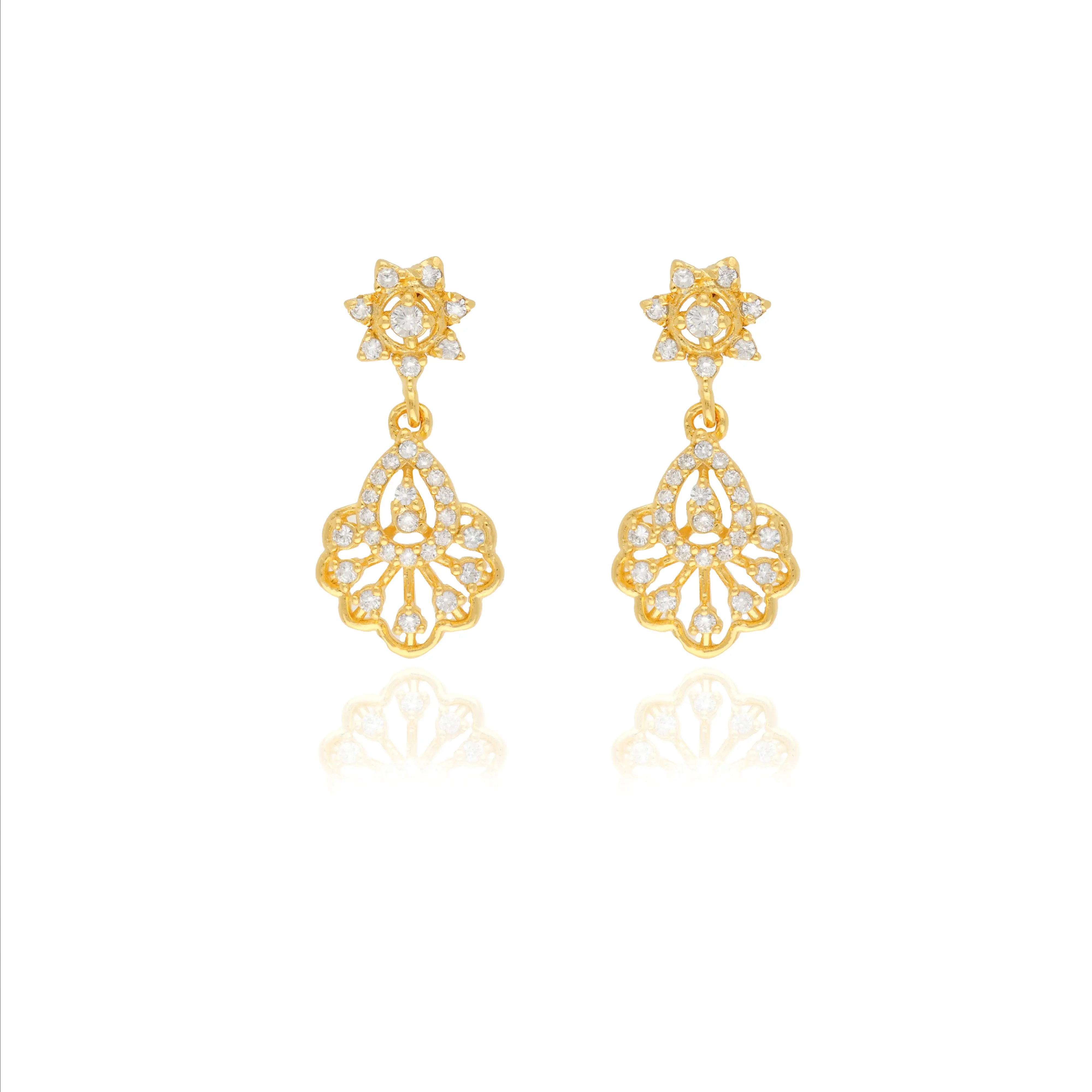 925 Silver Glinting Blossom Drop Earrings