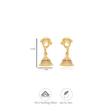 Myra Dolphin Multicolor Stone Gold Polish 925 Silver Traditional Jhumka for Kids and Women