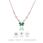 Rose Gold Green Butterfly Charm Necklace