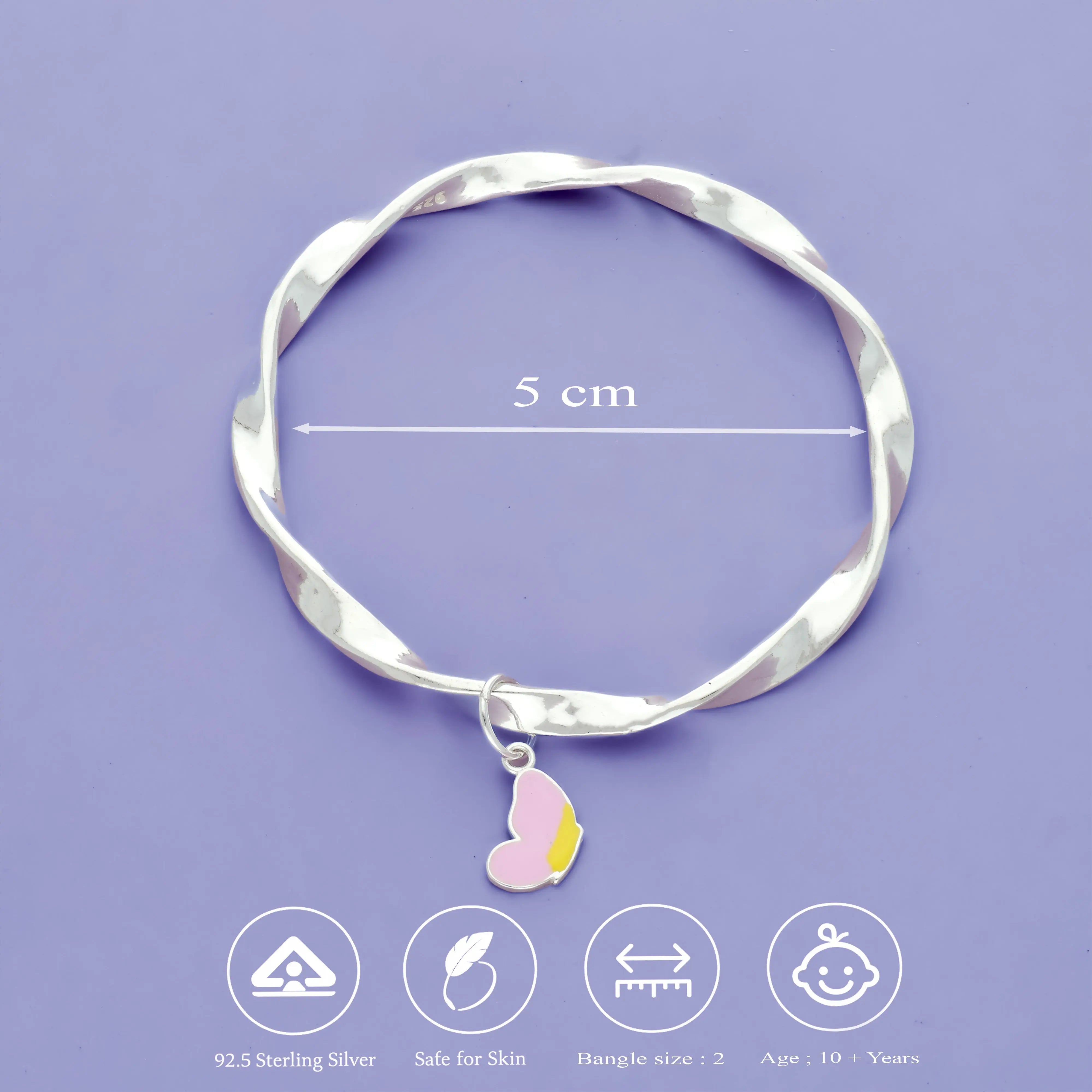 Pink Bloom 925 Silver Kid Bangle