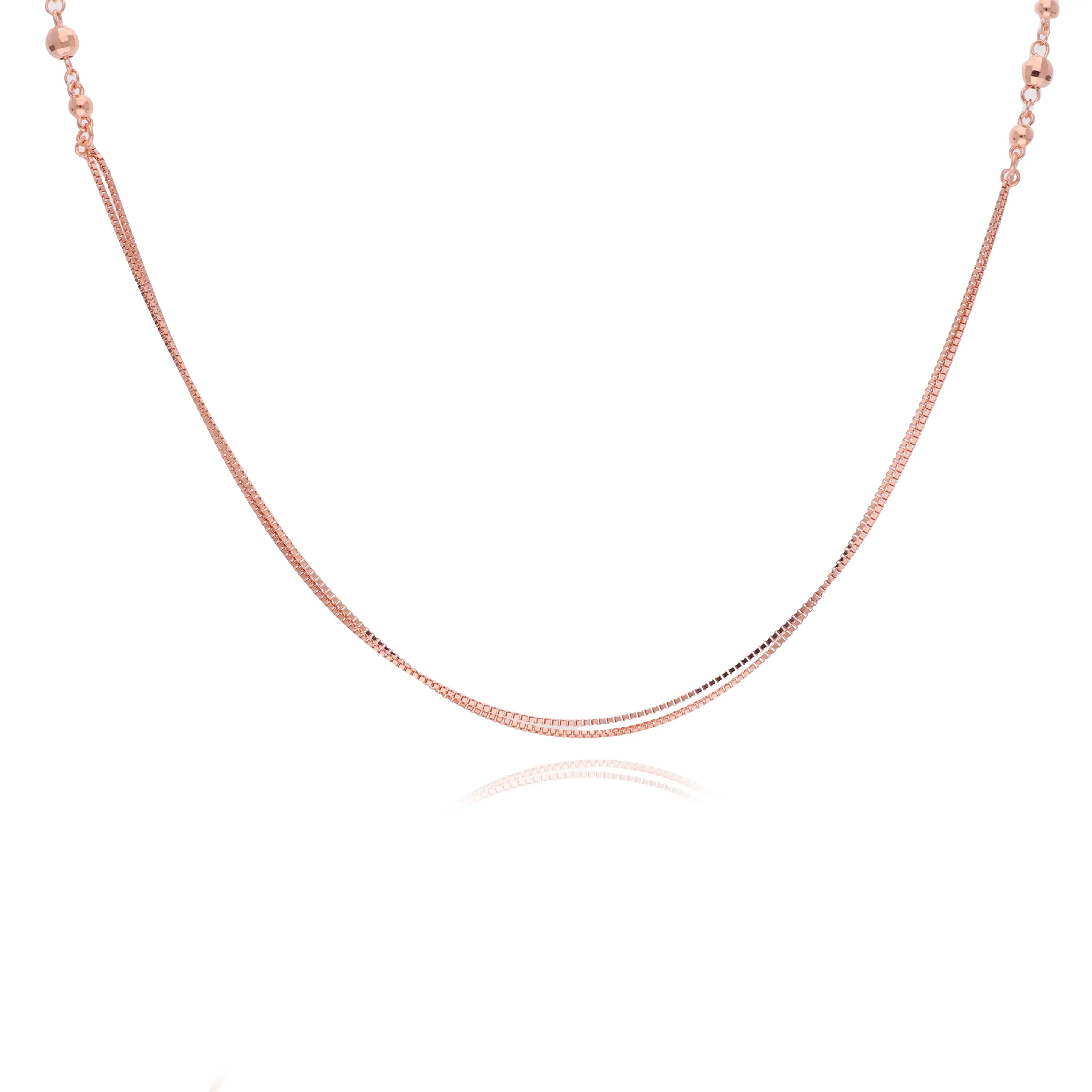 Bead Charm 925 Silver Double Layered Necklace