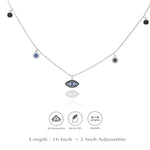 925 Silver Black Evil Eye Charm Necklace for Women
