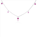 Ruby Clover Charm 925 Silver Chain Necklace