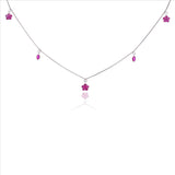 Ruby Clover Charm 925 Silver Chain Necklace