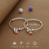 Red Glitter Star Silver Kid Bangles (0-3 Yrs) | 925 Hallmark | Adjustable | Safe & Lightweight
