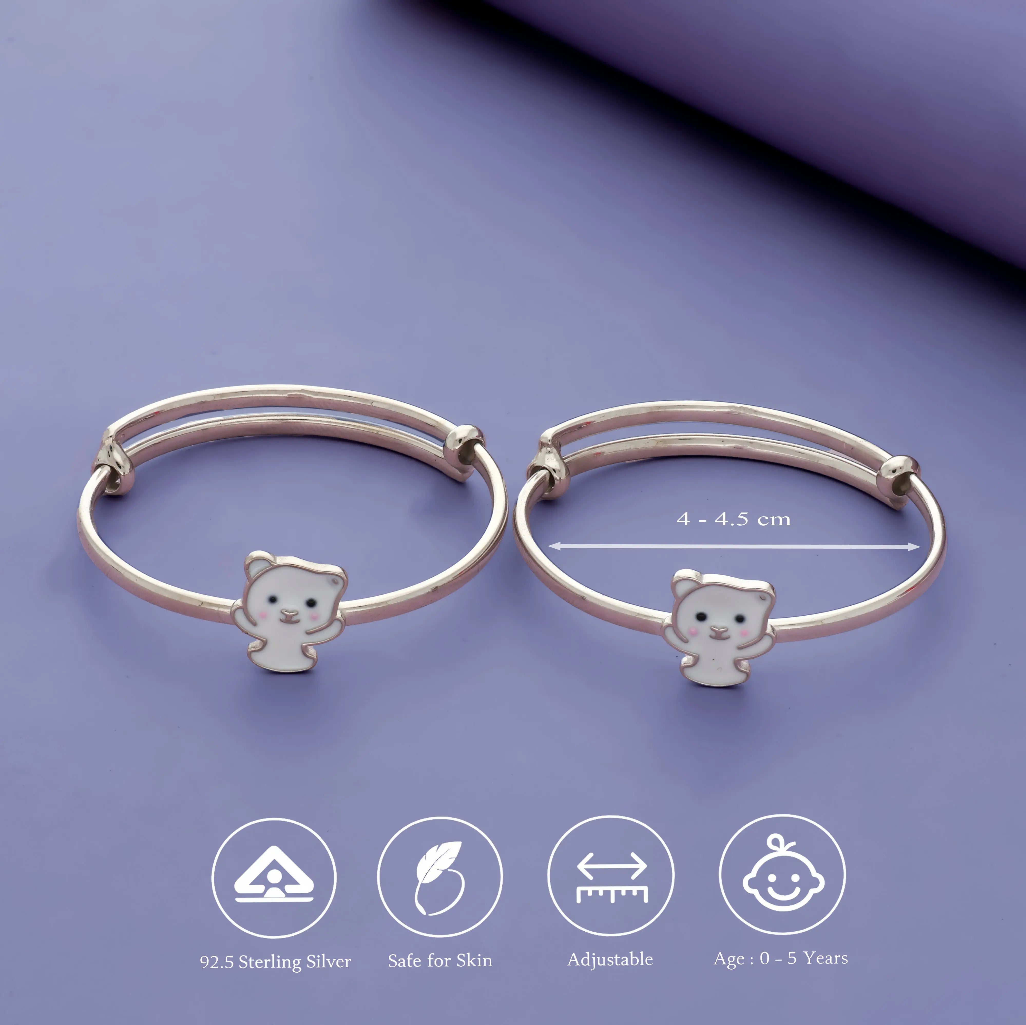 Cuddle Cub 925 Silver Kids Bangles (0-5 Yrs)