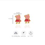925 Sterling Silver Peppa Pig Studs for Kids (3+ Yrs)
