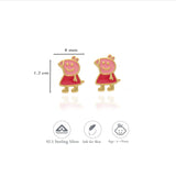 925 Sterling Silver Peppa Pig Studs for Kids (3+ Yrs)