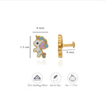 925 Silver Hypoallergenic Unicorn Horse Studs For Kids