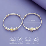 Yellow Flower Charm 999 Silver Kid Bangles