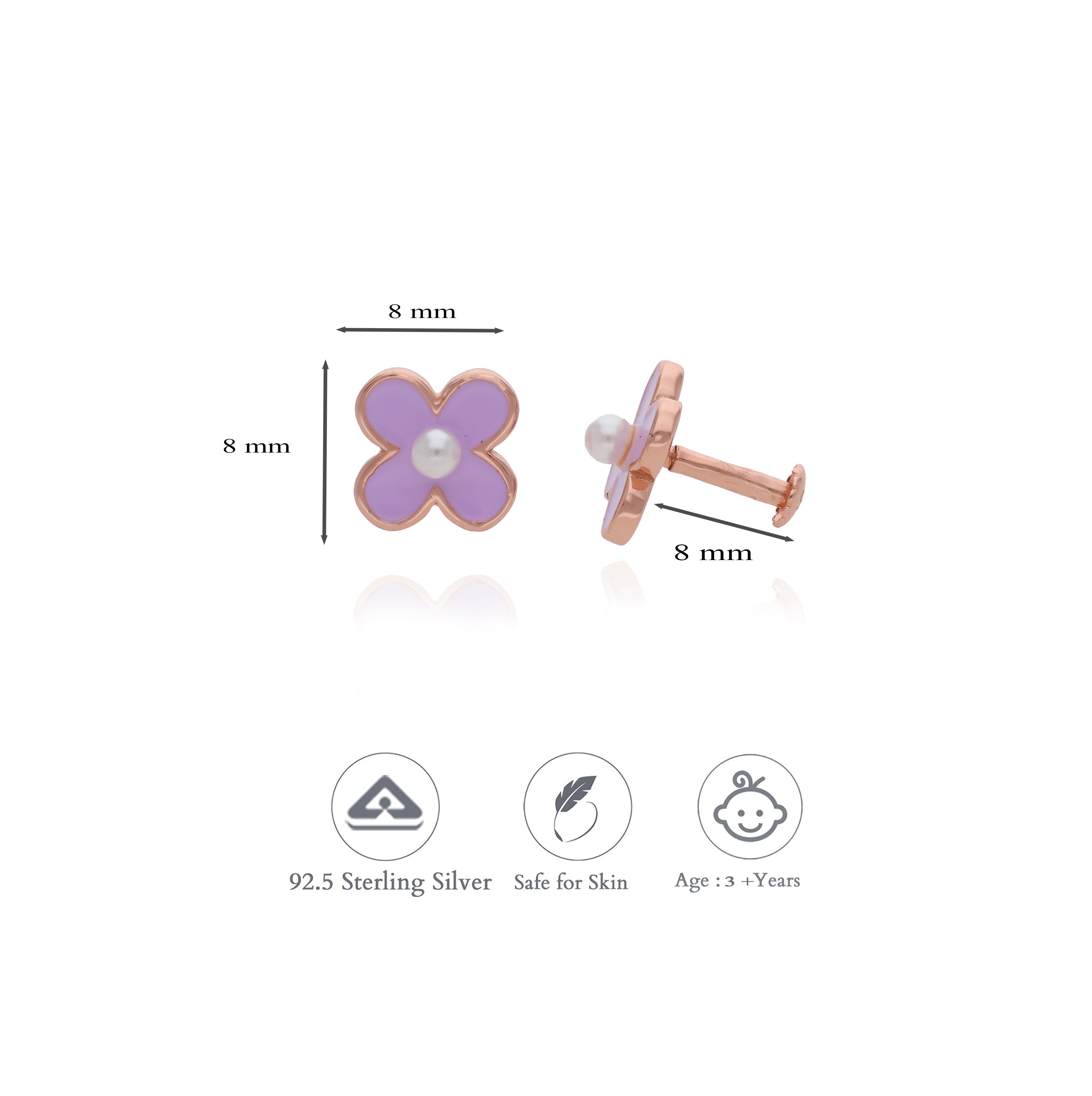Violet Blossom 925 Sterling Silver Kids Stud (3+ Yrs)
