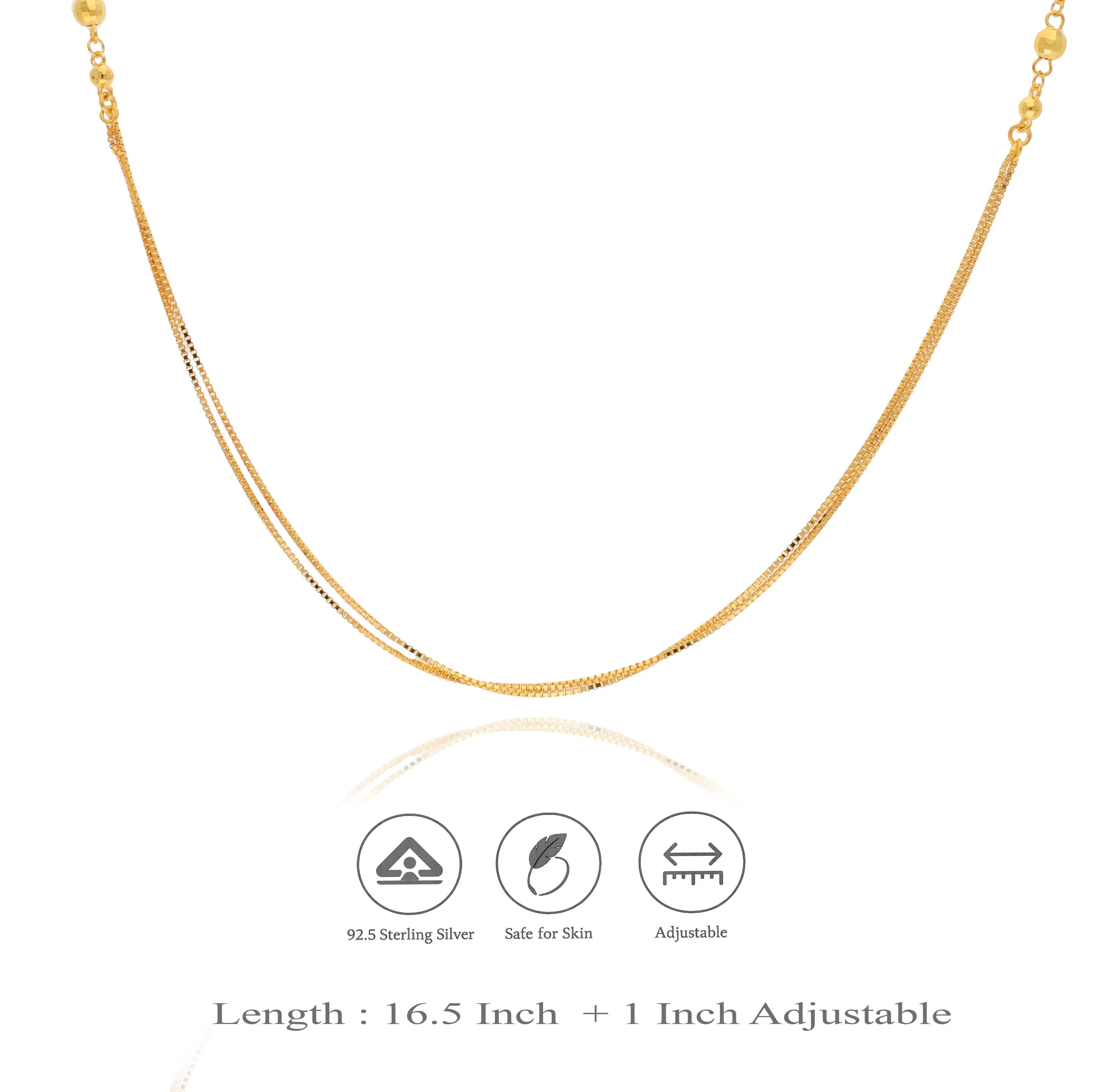 Bead Charm 925 Silver Double Layered Necklace