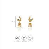925 Silver Matte Gold-Plated Traditional Peacock Drops Earring