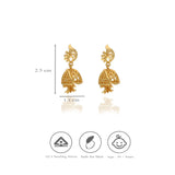925 Silver Gold Polish Leaf & Floral Drop Jhumka Earrings