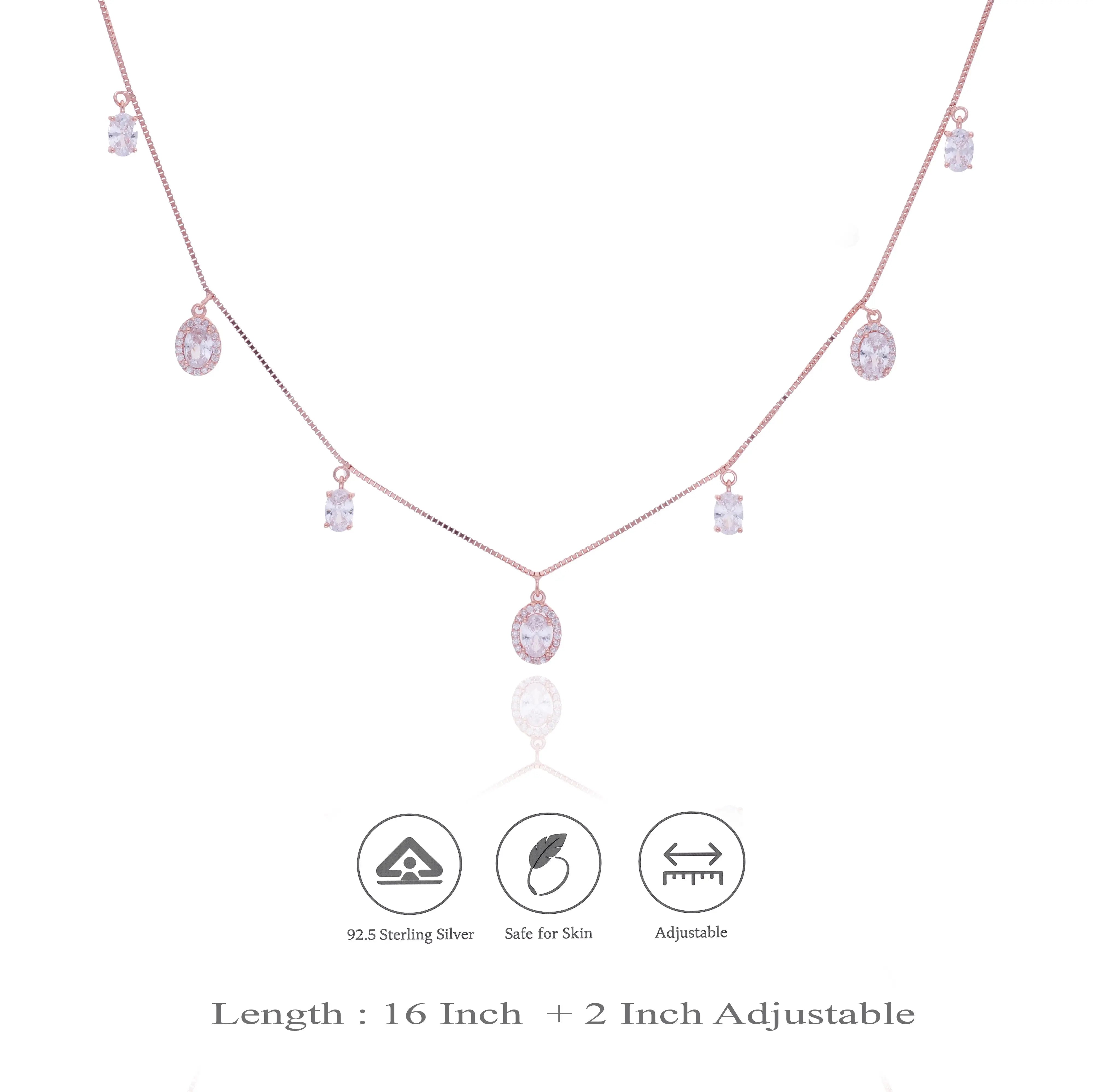 925 Silver Pear Crystal Charm Necklace for Women