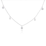 925 Silver Blossom and Leaf Stone Charm Chain Necklace