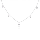 925 Silver Blossom and Leaf Stone Charm Chain Necklace