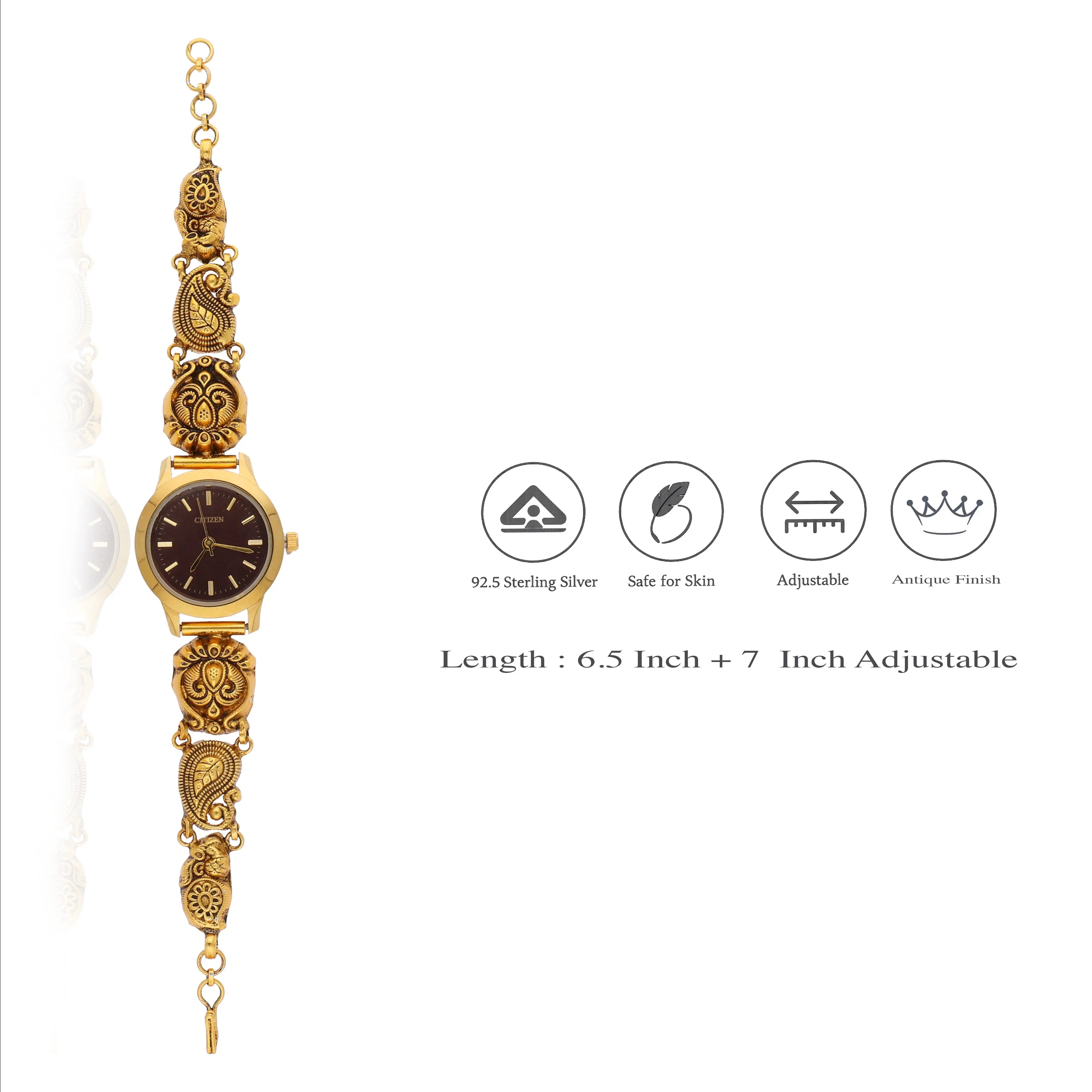 Antique Temple Jewelry 925 Silver Women Watch
