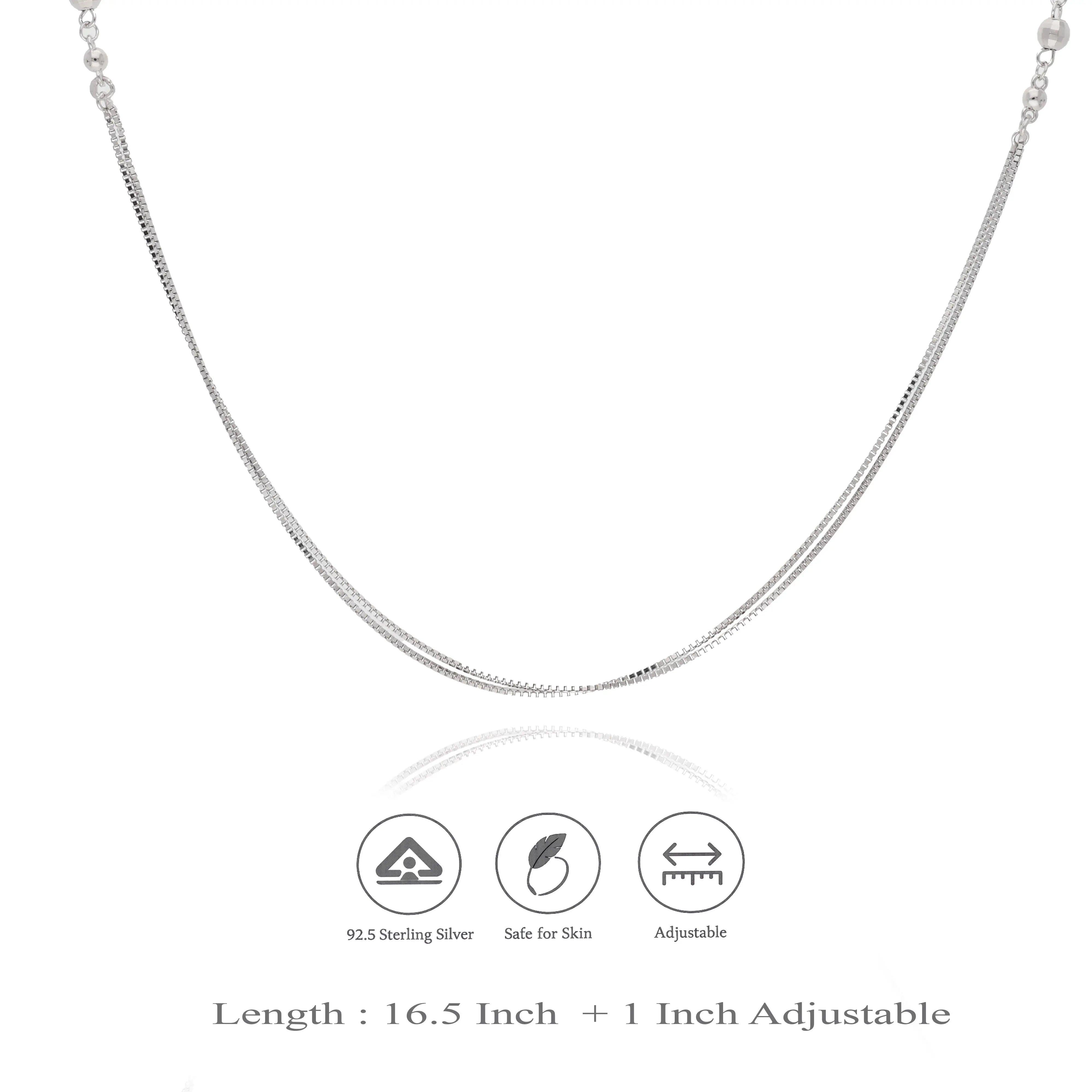 Bead Charm 925 Silver Double Layered Necklace