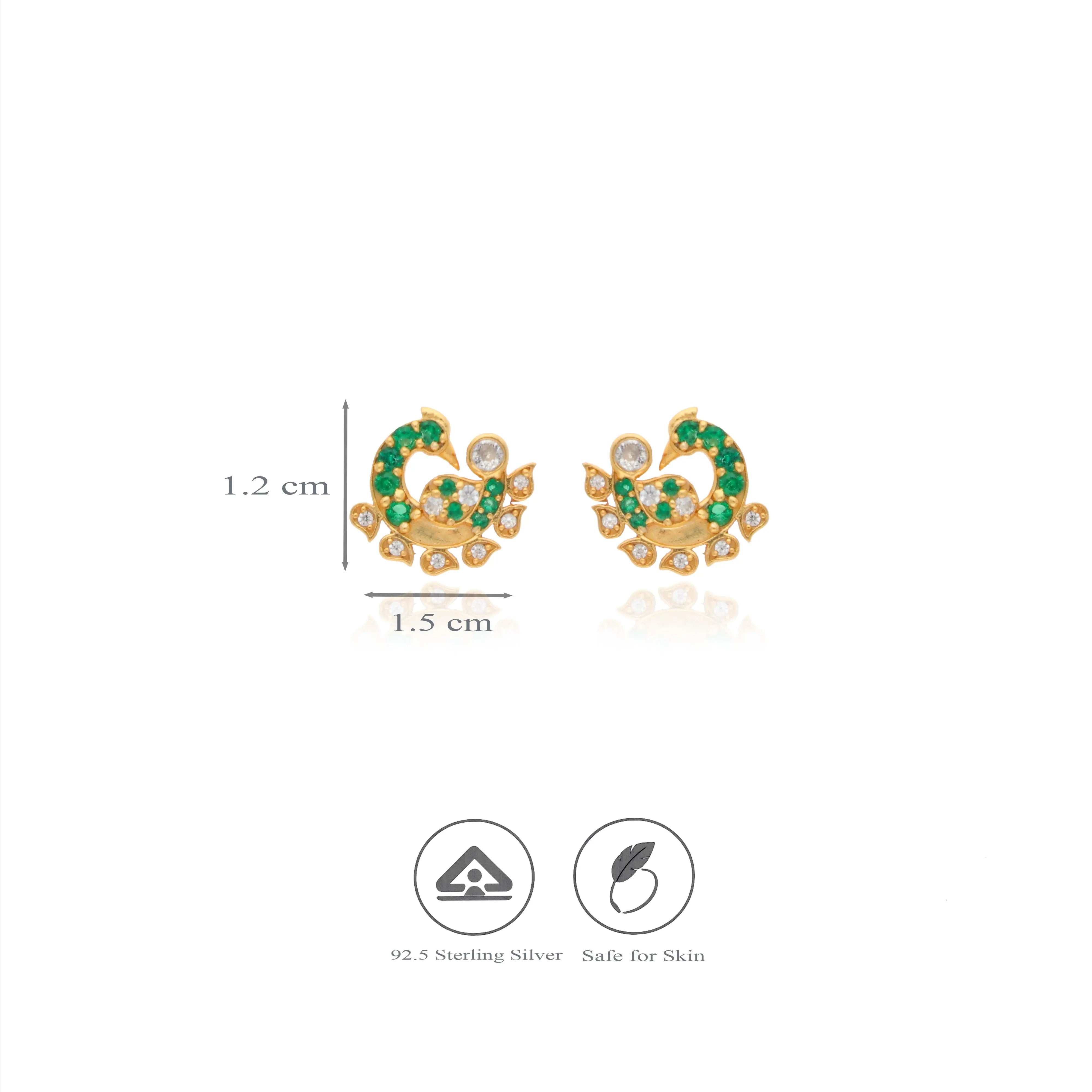925 Silver Cute Peacock Stud Earrings