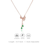 Green Ribbon Charm 925 Silver Necklace