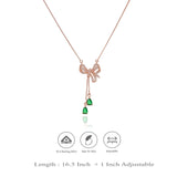 Green Ribbon Charm 925 Silver Necklace