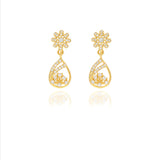 Starlight Daisy 925 Silver Gold Polish Drop Earrings