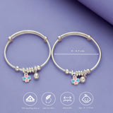 999 Silver Pink & Blue Clover Charm Kid Bangles