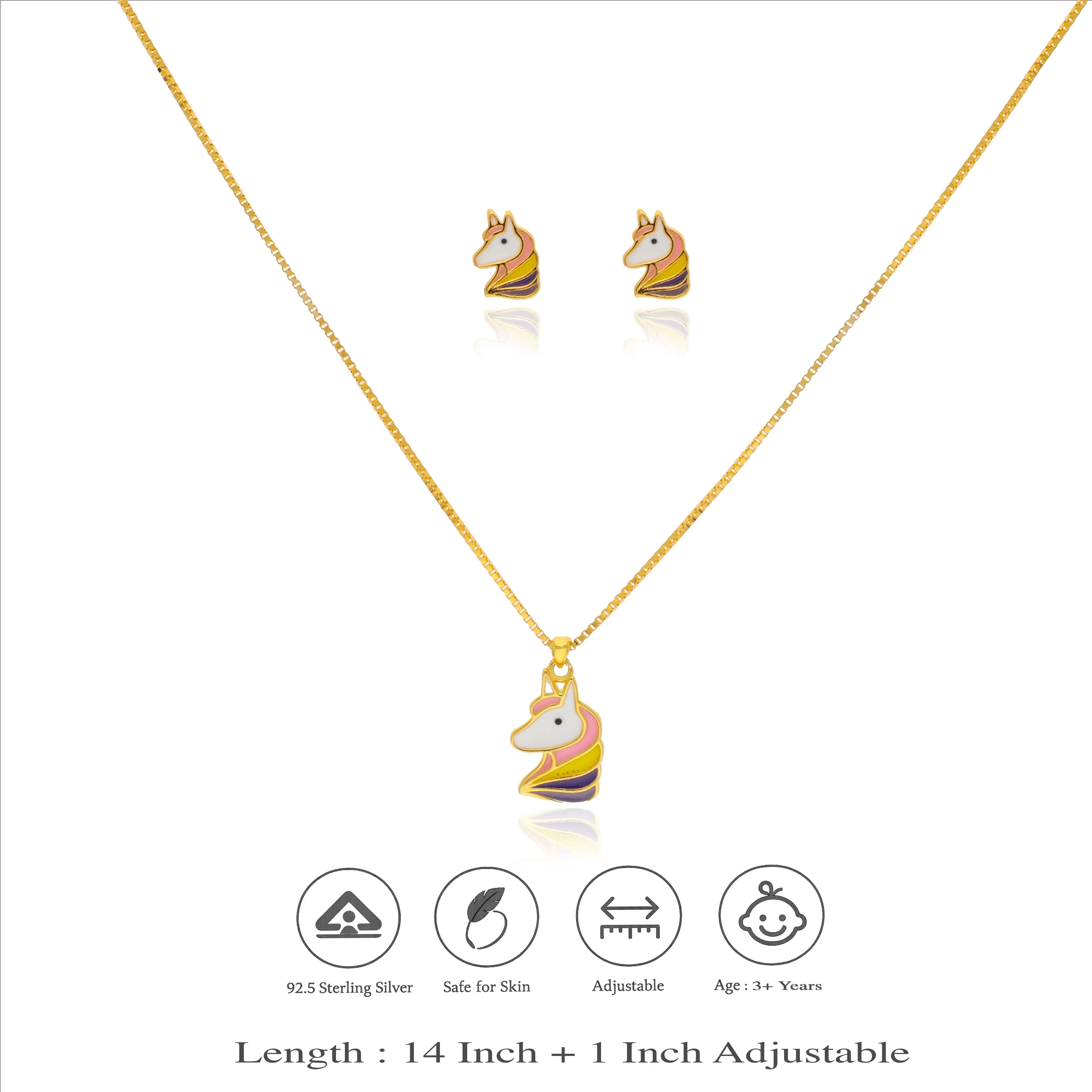 925 Silver Horse Pendant Set for Kids (3+ Yrs)