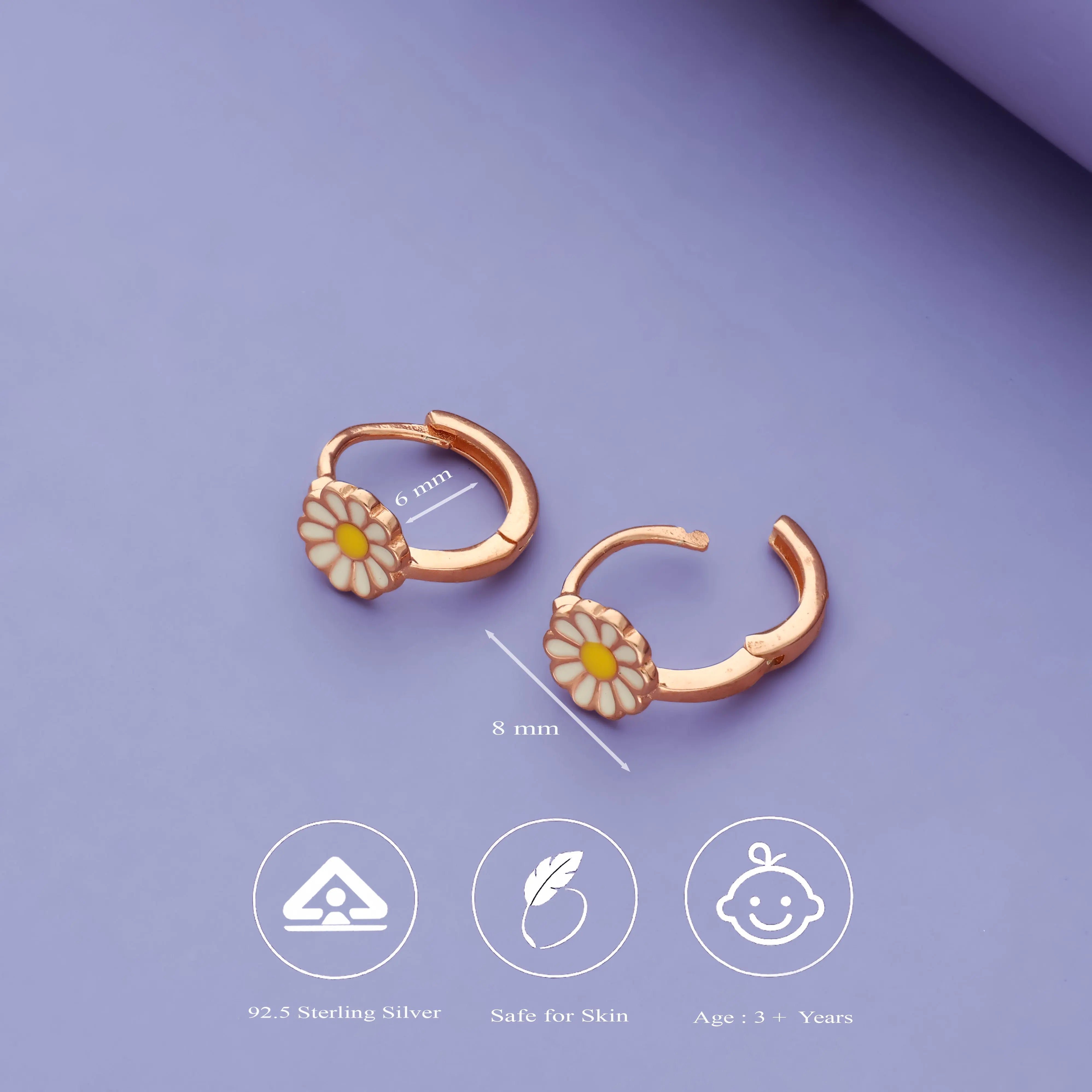 Petal Pop 925 Silver Kids Hoop Earrings