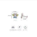 Cute Elephant Bow 925 Silver Kids Stud (3+ Yrs)