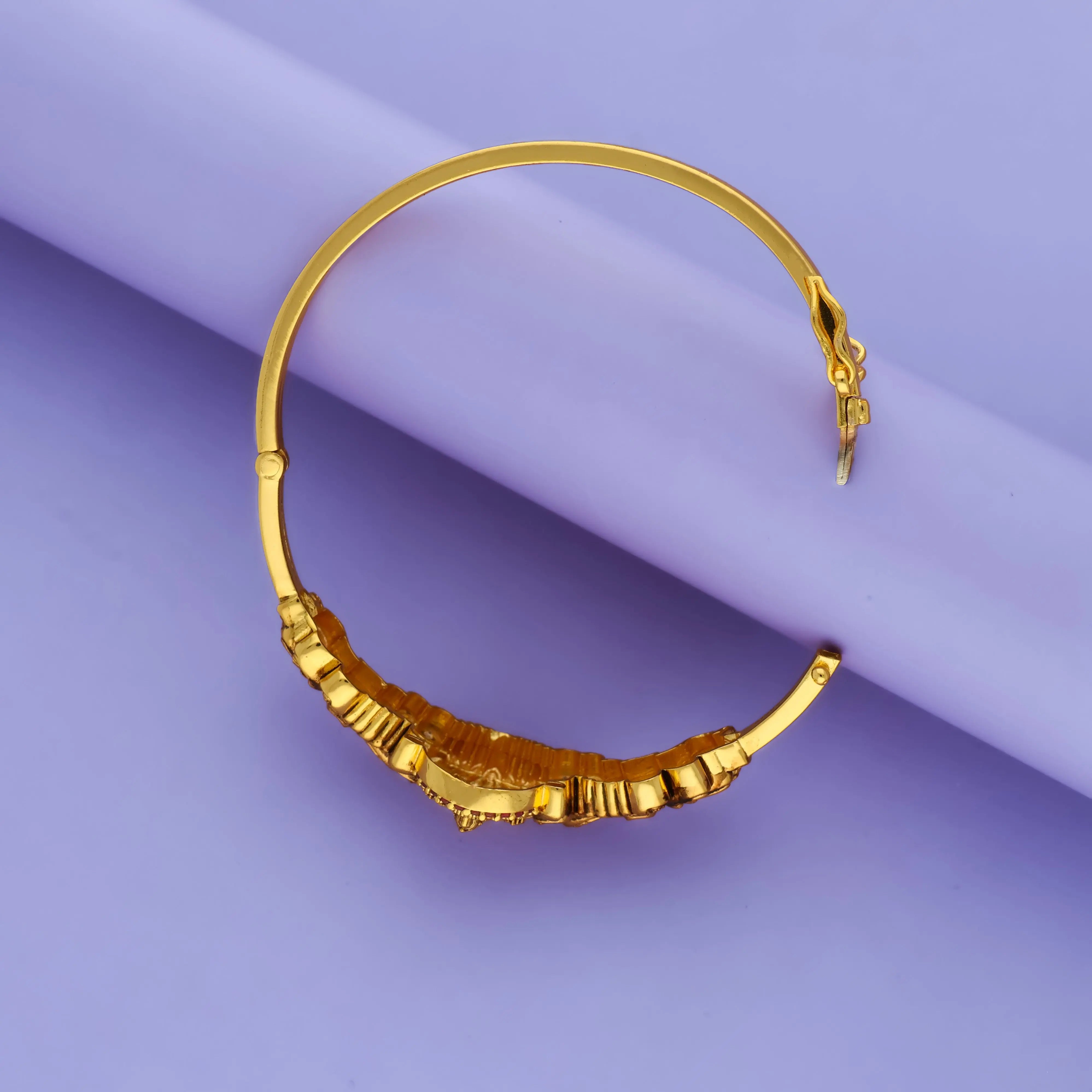 925 Silver Divine Lakshmi Gold Polish Kada