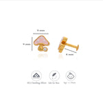 Dreamy Pink Mushroom 925 Silver Kids Studs