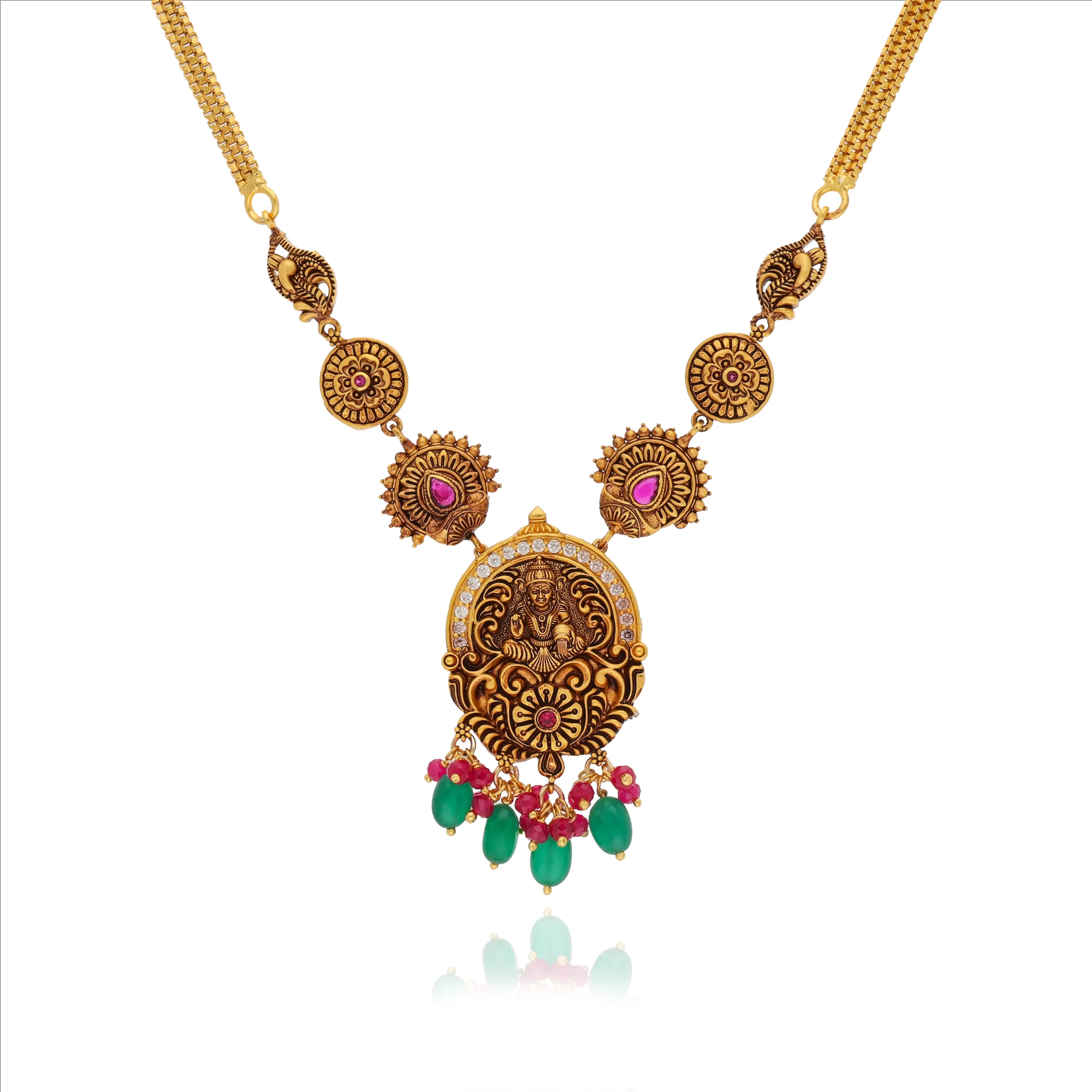 925 Silver Antique Lakshmi Temple Necklace