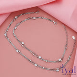 Shimmering Double Layer Adjustable Silver Anklet