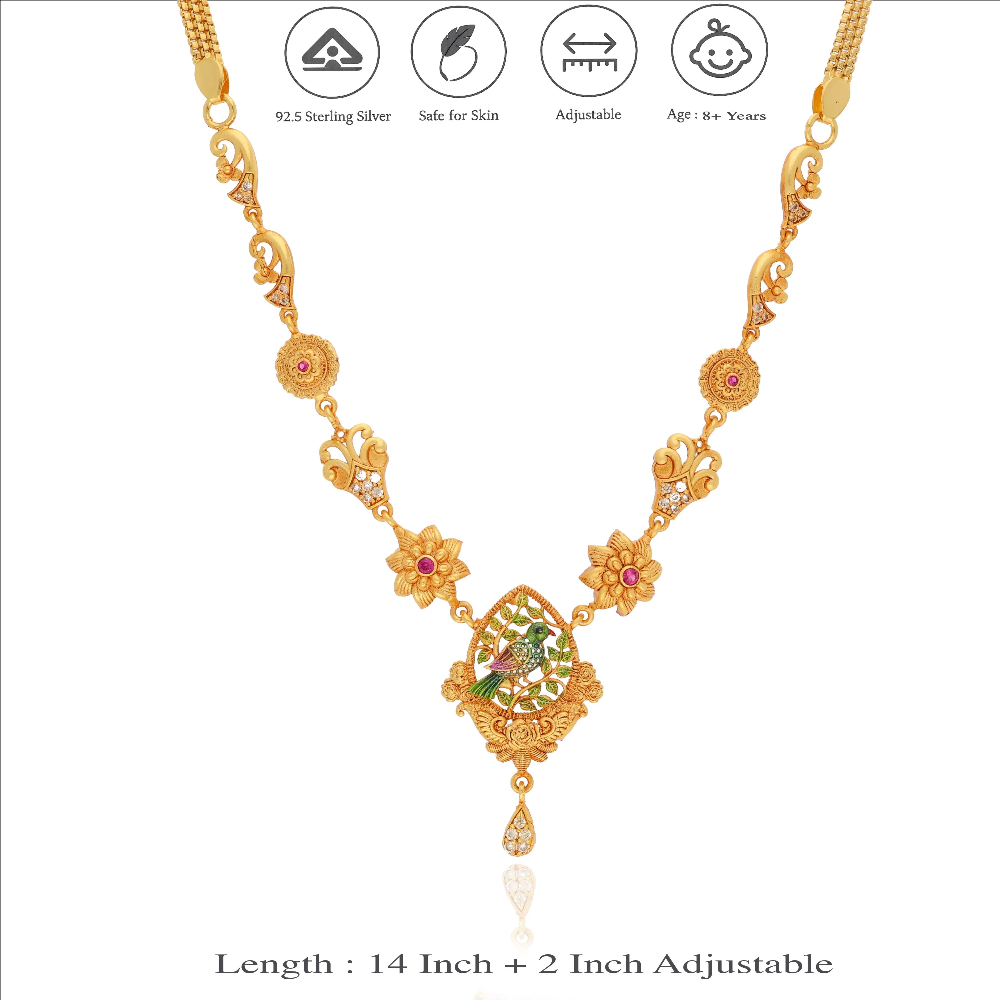 Royal Parrot 925 Sterling Silver Traditional Necklace
