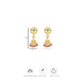 Square Sparkle Gold Polish 925 Silver Jhumka