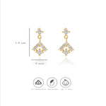 925 Sterling Silver Square CZ Drop Earrings