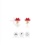925 Gold-Plated Silver Pink Lotus Enamel Studs
