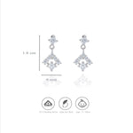 925 Sterling Silver Square CZ Drop Earrings