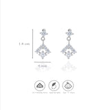 925 Sterling Silver Square CZ Drop Earrings