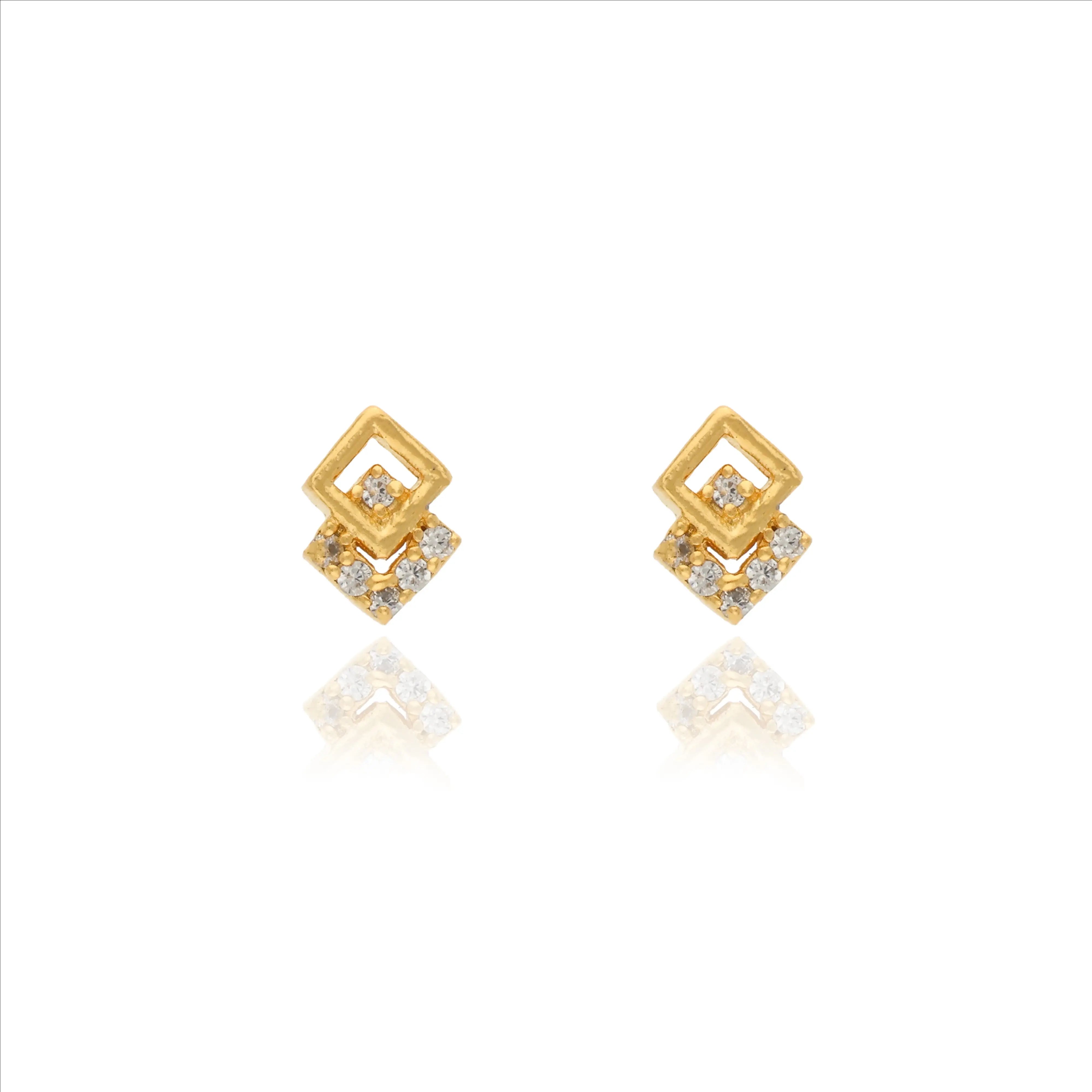 925 Silver Dainty Interlocking Square Kids Studs