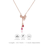 Red Bow Drop 925 Silver Necklace