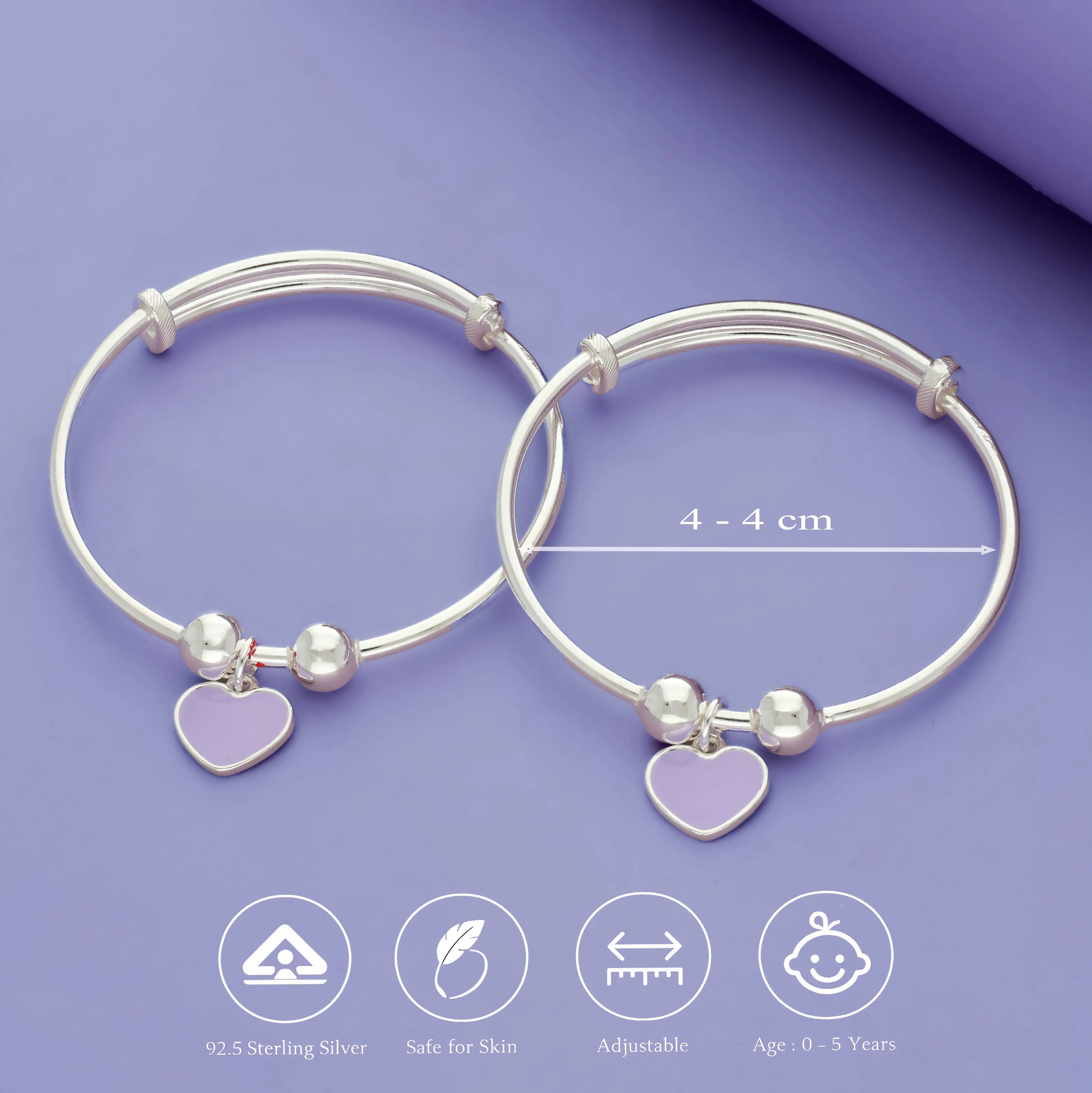 Sweetheart Bloom 925 Sterling Silver Kid Bangles