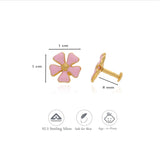 Floral Pink Silver Stud
