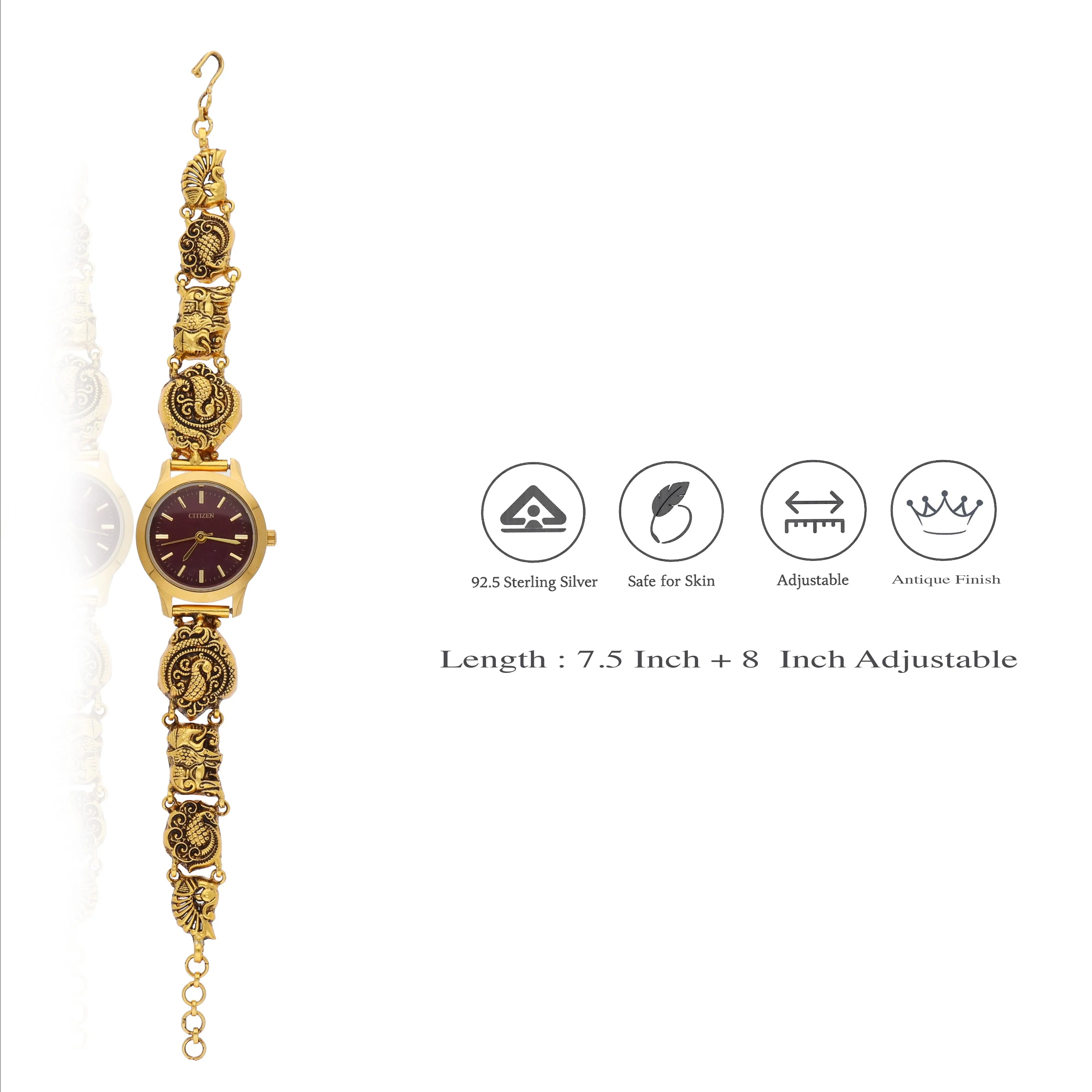 Vintage Darbar Gold Polish 925 Traditional Watch for Women